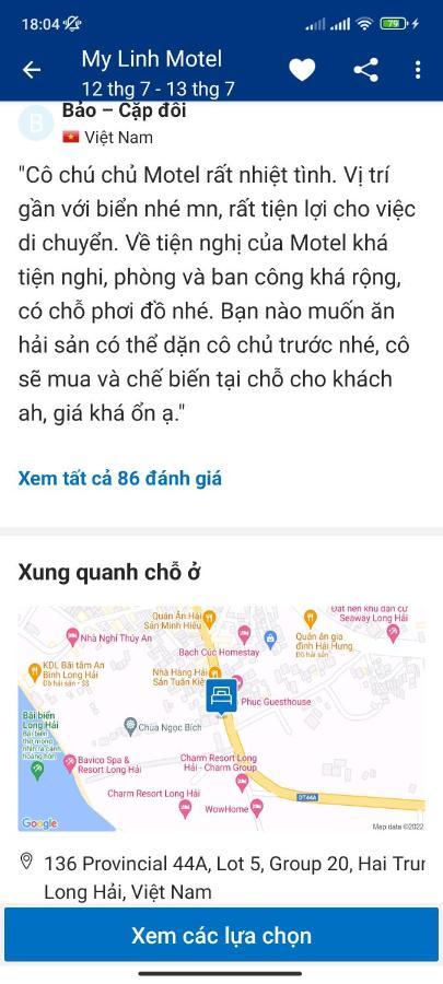 My Linh Motel 976 Duong Vo Thi Sau Long Hai Exteriör bild